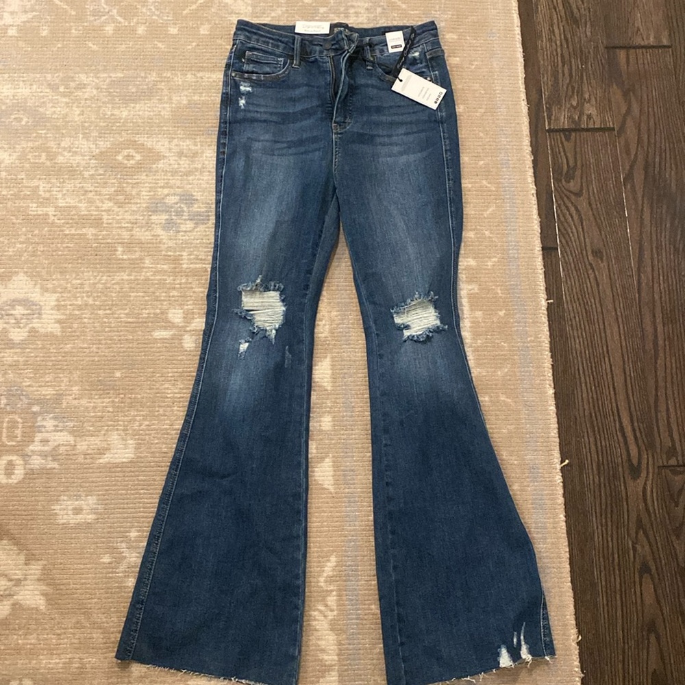 NWT Judy Blue flare jeans- dark was and distressed